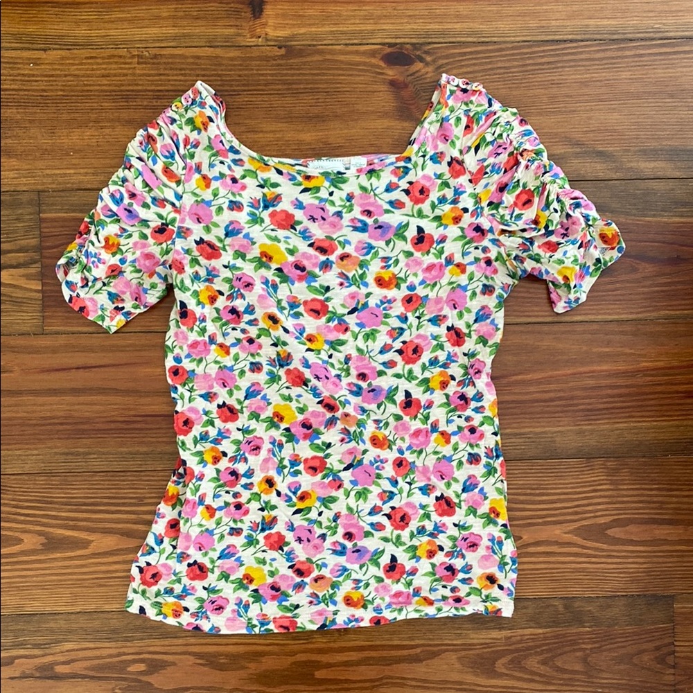 Anthropologie Antique Floral Print Top 100% cotton